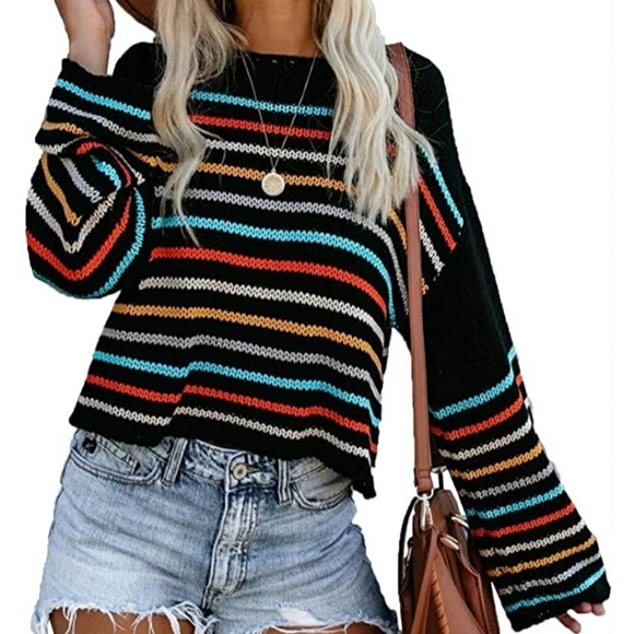 Striped Knit Pullover Sweater - Medium - Picture 3 of 6